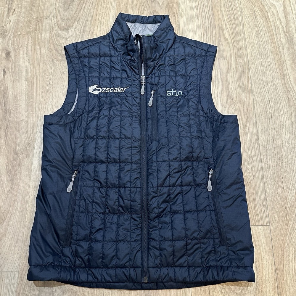 Stio Azura Vest Mens S Blue Outdoors Hiking Lightweight Technical Primaloft EUC